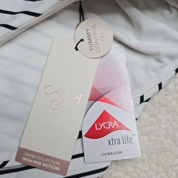 1162 NWT CALIA Women's High Waisted Ruched Side Tie Swim Bottoms - Picture 5 of 6